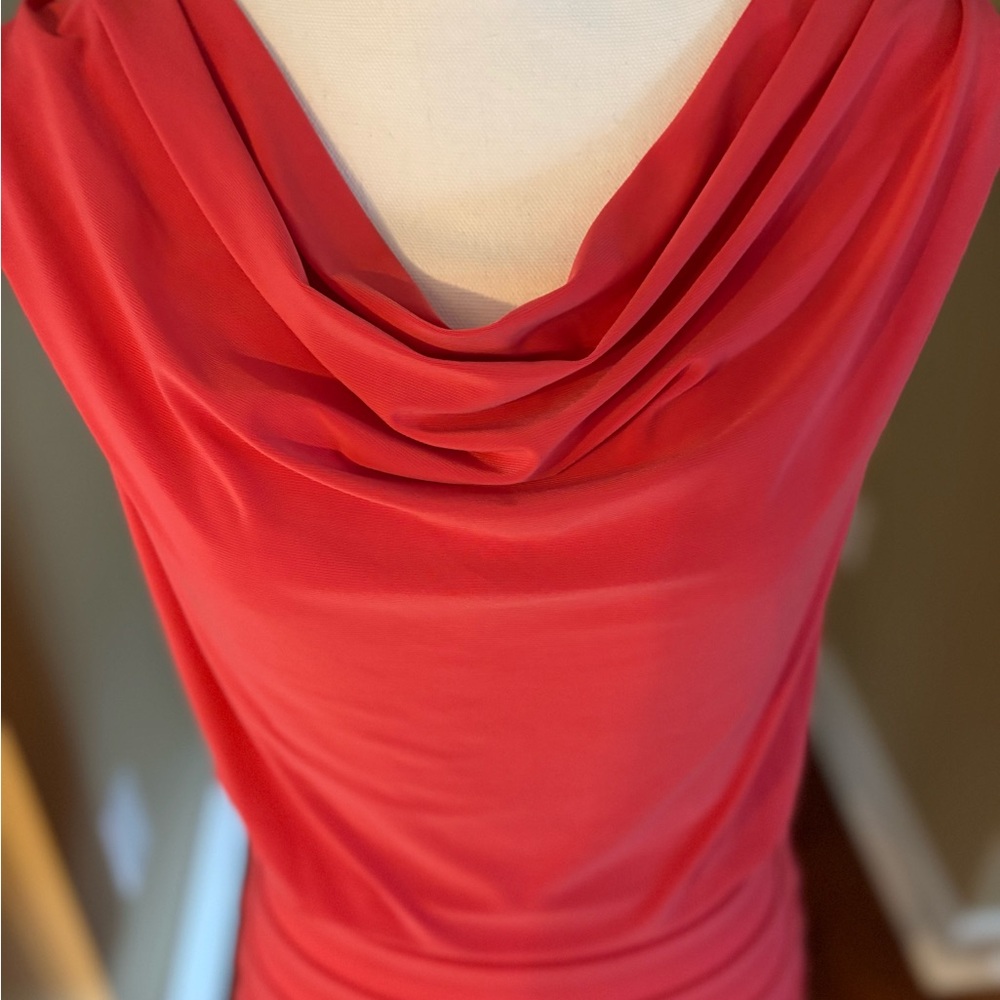 Adrianna Papell Vibrant Coral Midi Dress - Picture 2 of 9